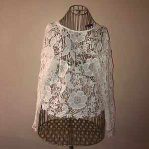 NWOT COUNTESS IVORY TRANSPARENT LONG SLEEVE TOP